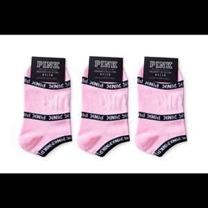 Victoria's Secret Pink Low-Cut Athletic Socks with Black Trim (3-Pack), NWT